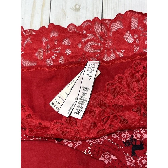 2 NEW XL FLORAL LACE Victorias Victoria’s Secret HIP-HUGGER Panties Red Black - Picture 7 of 10